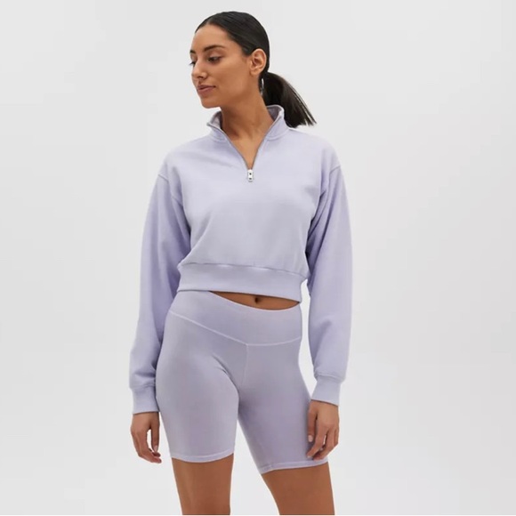 Aritzia TNA Cozy Fleece Perfect 1/4 Zip Sweatshirt NWT - Picture 2 of 7